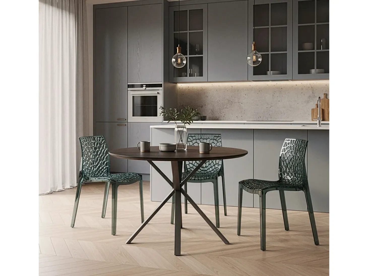 16 Silla de cocina o de comedor de Policarbonato Transparente Gruvyer Stock - Gris