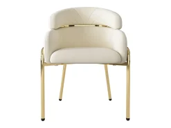 1 silla de comedor en terciopelo beige con respaldo acolchado y patas de metal dorado