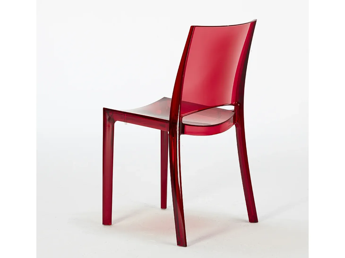 18 Sillas B-Side Grand Soleil bar cafetería transparentes Oferta stock - Rojo Transparente