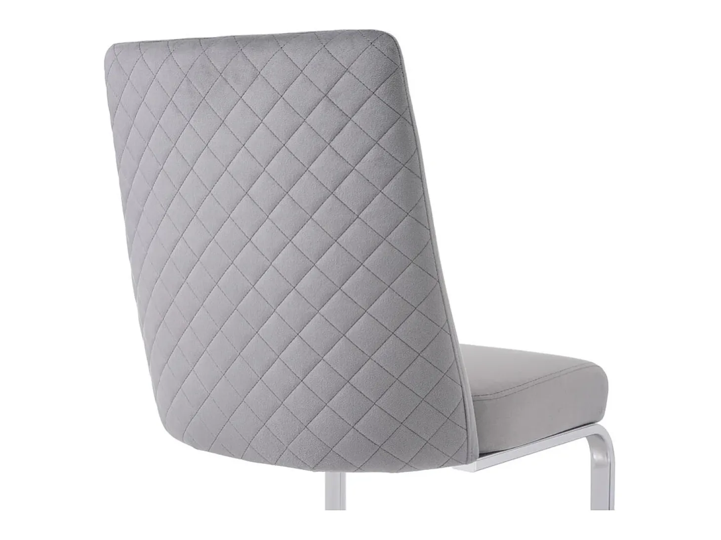 2 sillas cantilever en terciopelo y metal plateado - Diseño diamante - Carga máx. 150 kg - 55x45x87 cm - Gris