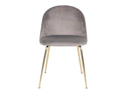 2 sillas de comedor de terciopelo gris con pies de latón