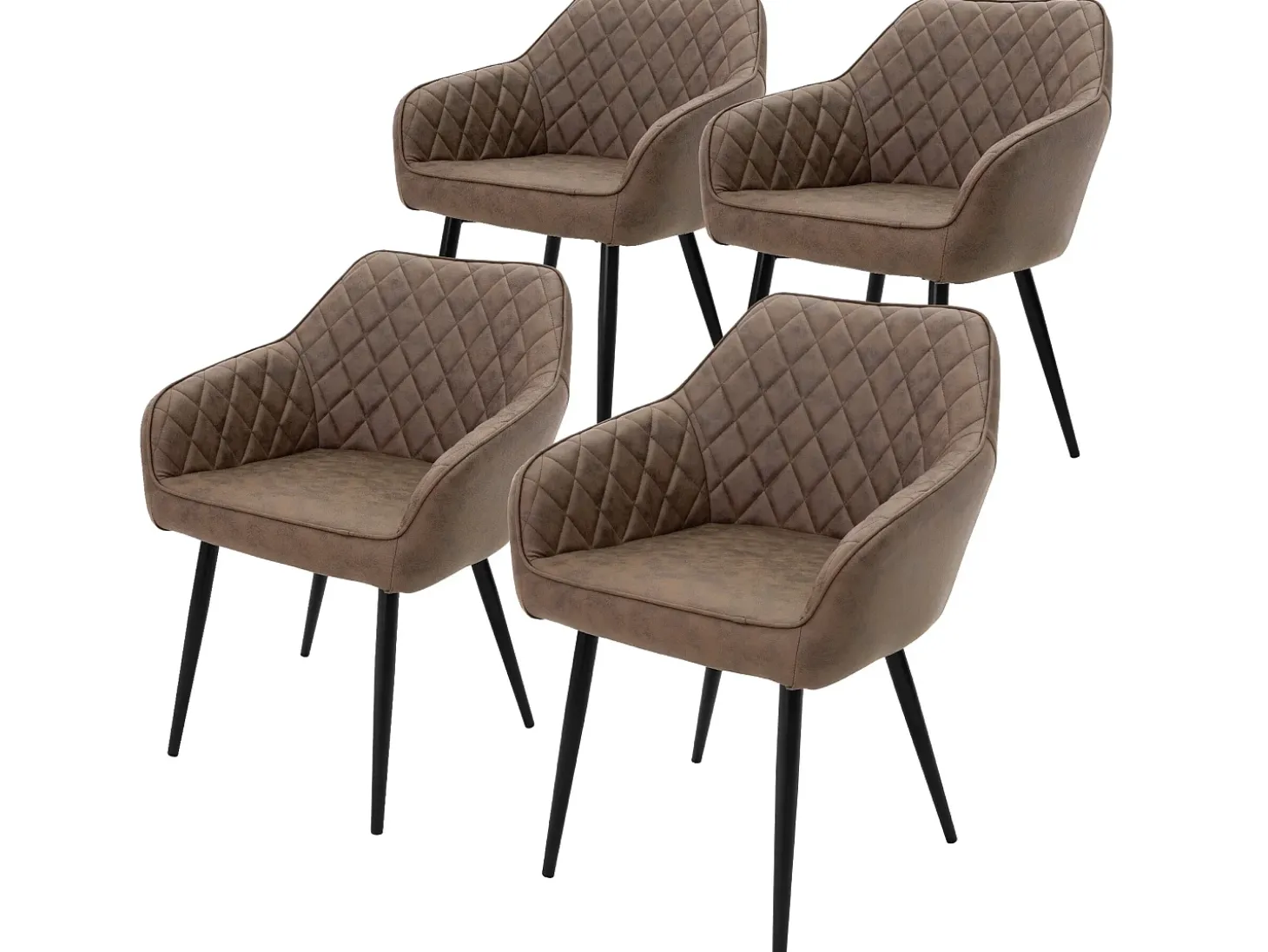 4 sillas de comedor tapizadas en imitación PU marrón con patas ML-Design