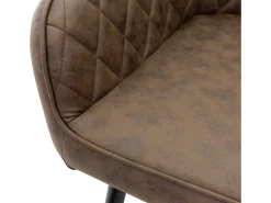 4 sillas de comedor tapizadas en imitación PU marrón con patas ML-Design