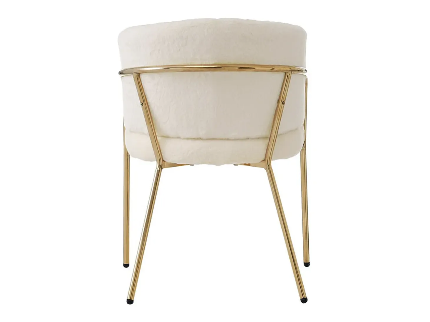 1 Sillón para comedor, salón o dormitorio - en imitación plumón de conejo - con 4 patas de metal dorado - Beige