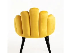 Achille original silla de terciopelo amarillo con patas de metal negro - Lote de 2