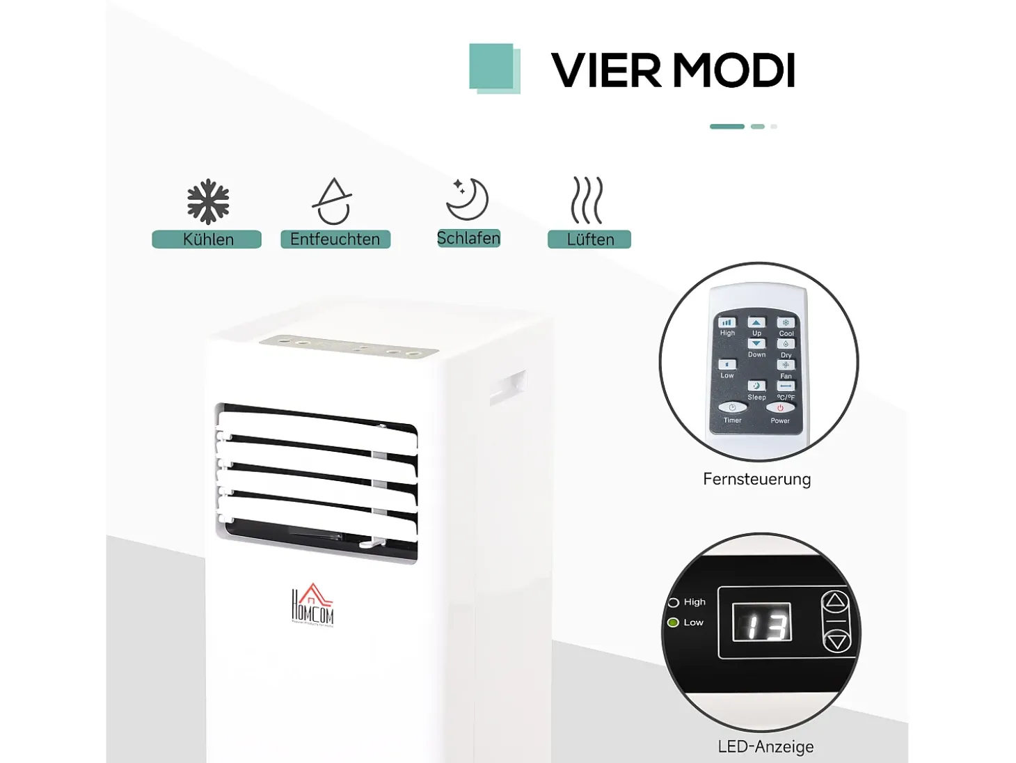 Aire acondicionado portátil 3 en 1 de 21 kW con control remoto, temporizador de 24 horas, 2 velocidades, refrigeración, deshumidificación y ventilador