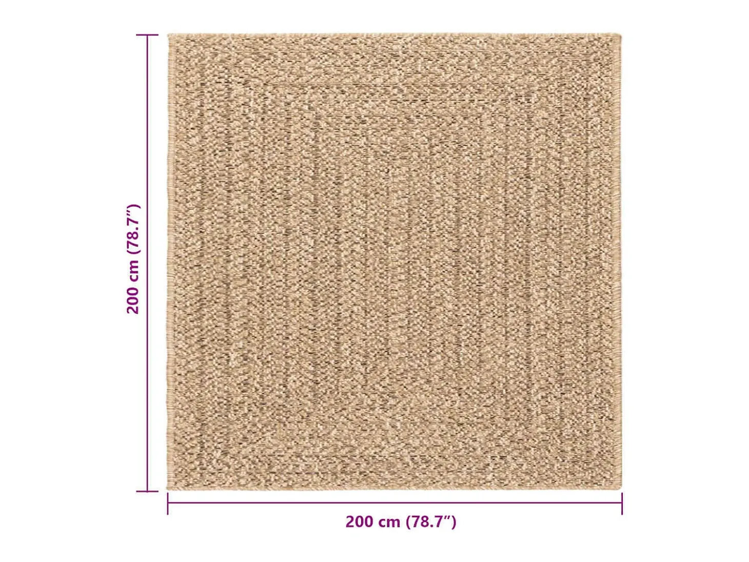 Alfombra beige ZIZUR 240x240 cm efecto yute para interior y exterior