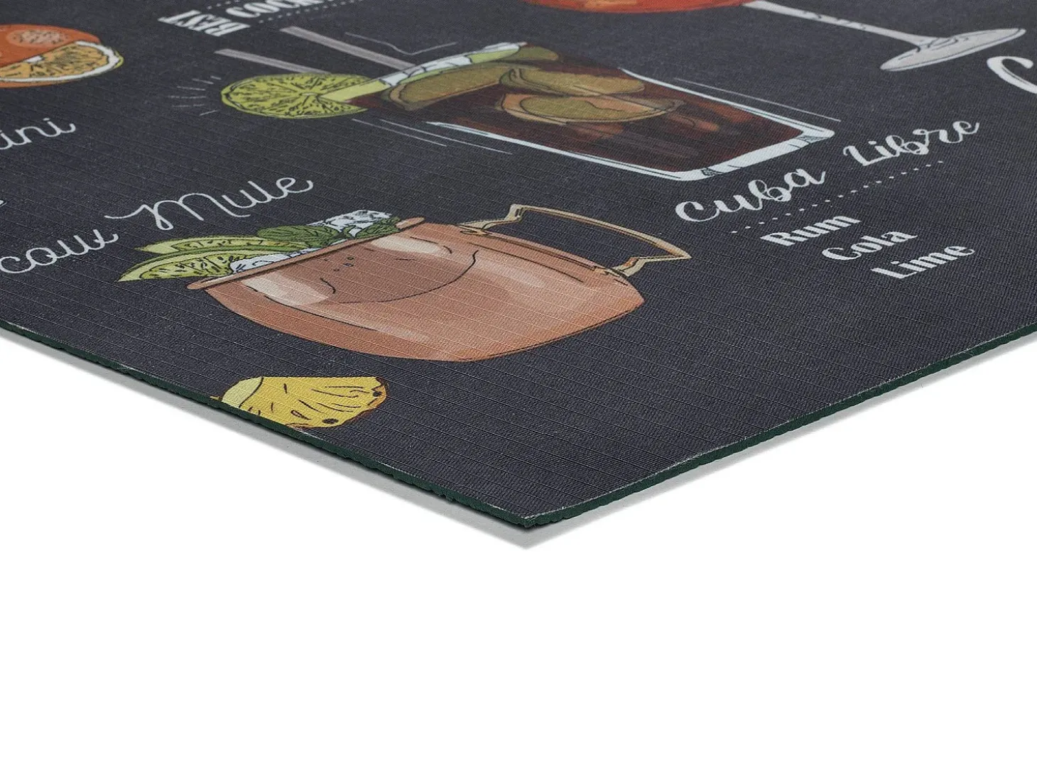 Alfombra de cocina - Diseños de cócteles - negro - 52 x 100 cm - RICCI
