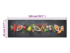 Alfombra de cocina lavable terciopelo dibujo especias 45x150 cm ES938564