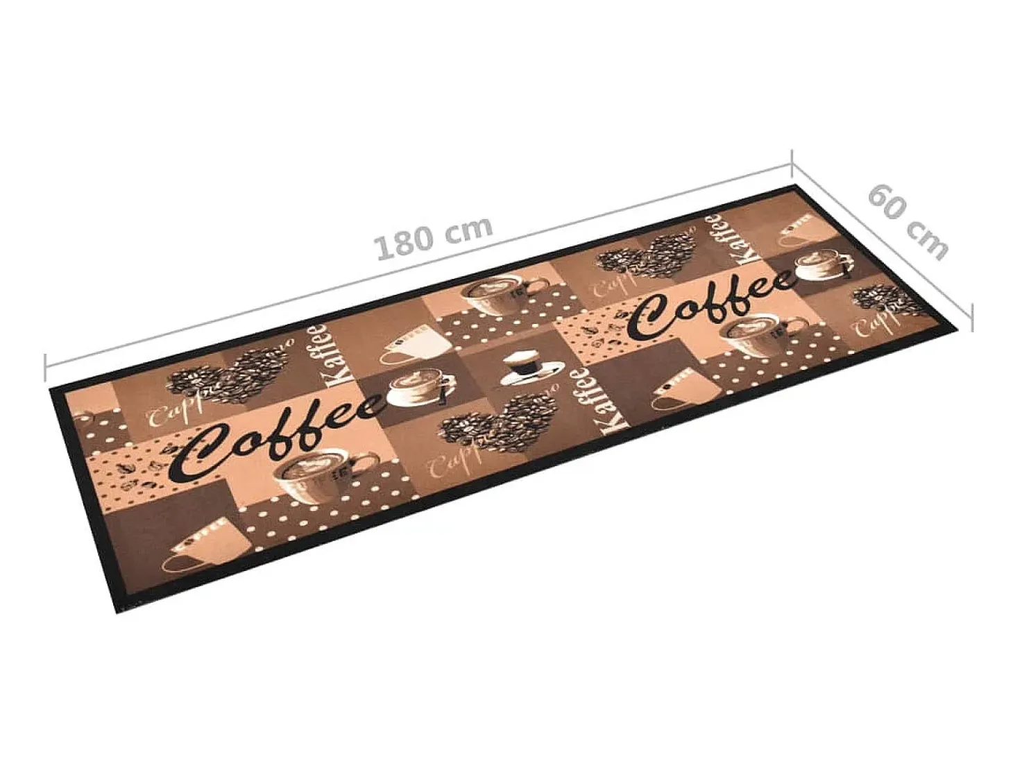 Alfombra de cocina lavable Coffee marrón 60x180 cm ES252523