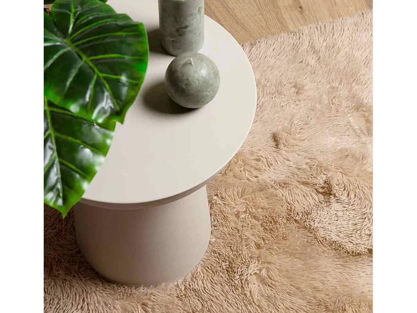 Alfombra de pelo largo beige NAVARRA 240x240 cm poliéster