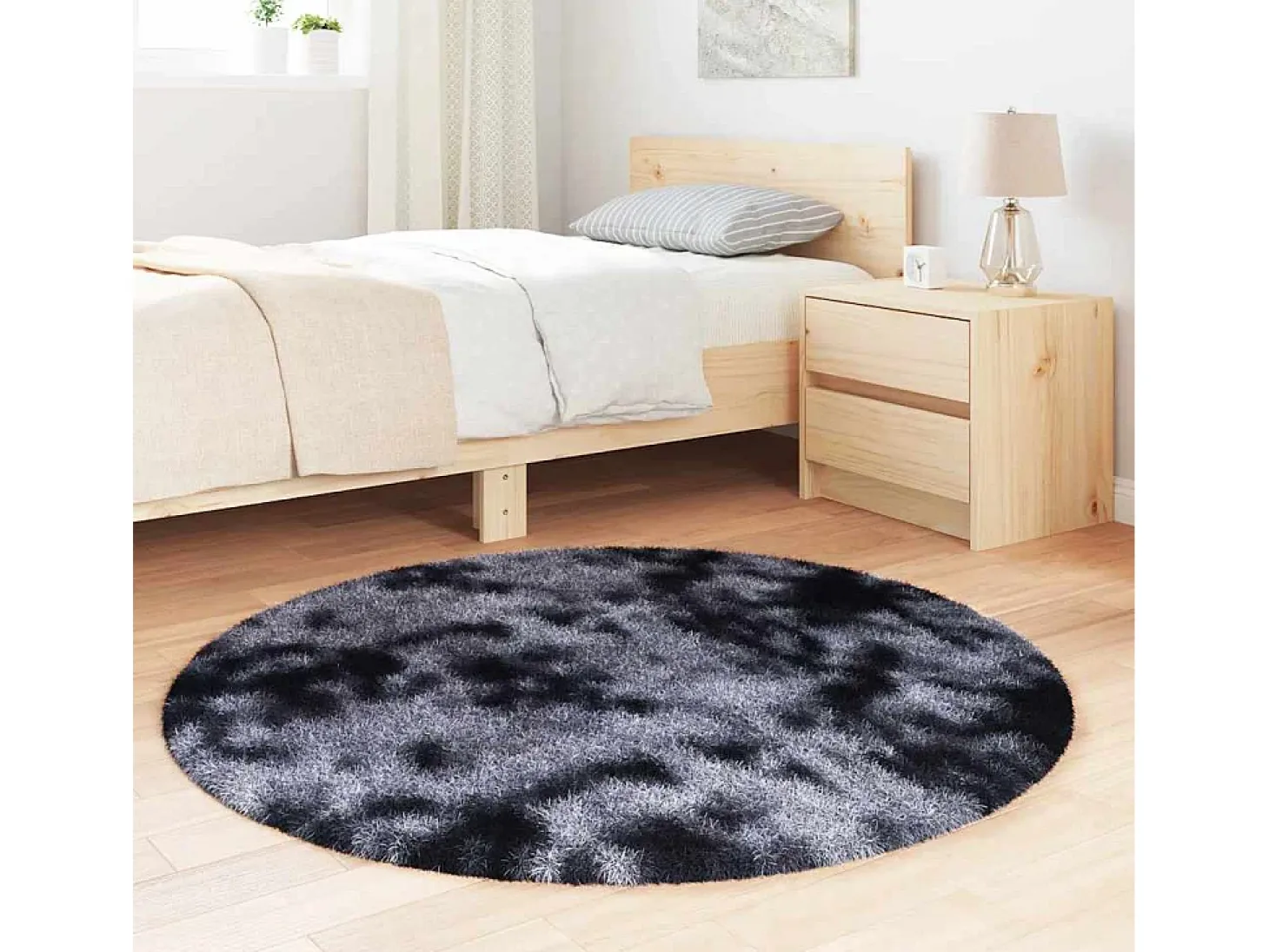 Alfombra de pelo largo NAVARRA gris oscuro 120x120 cm
