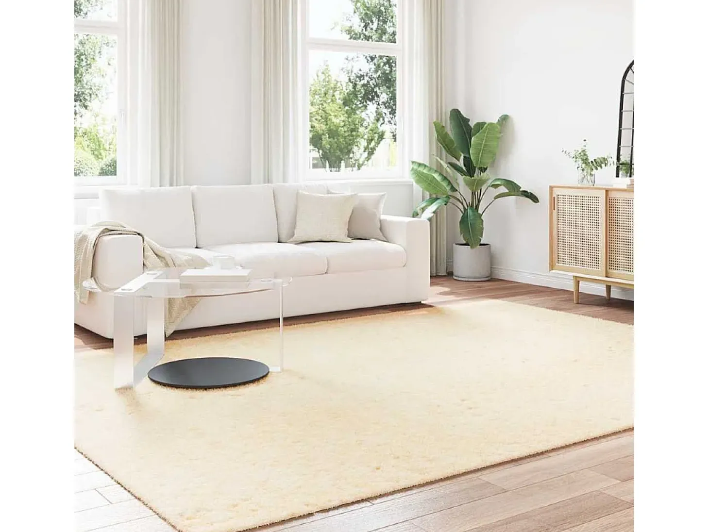 Alfombra de pelo largo NAVARRA color crema 240x340 cm poliéster
