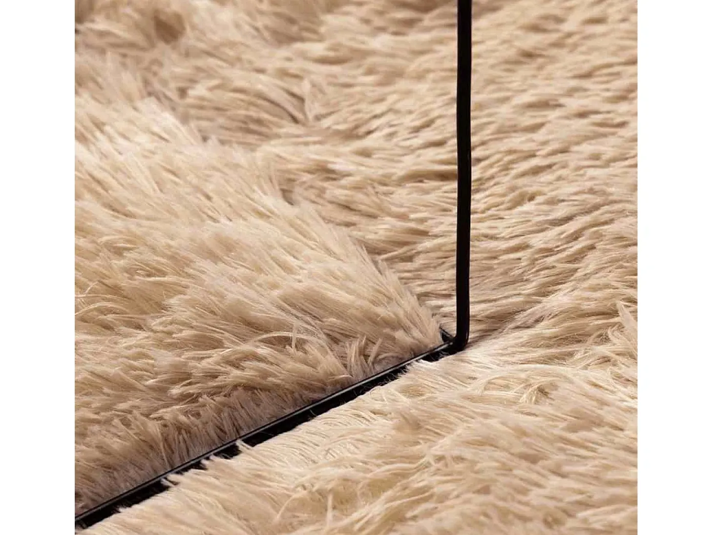 Alfombra de pelo largo NAVARRA beige 100x100 cm poliéster