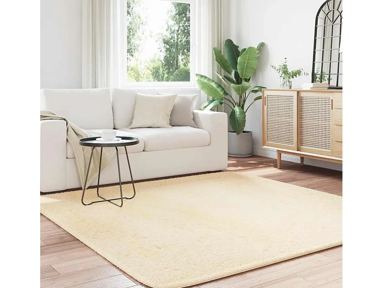 Alfombra de pelo largo NAVARRA crema 200x200 cm poliéster