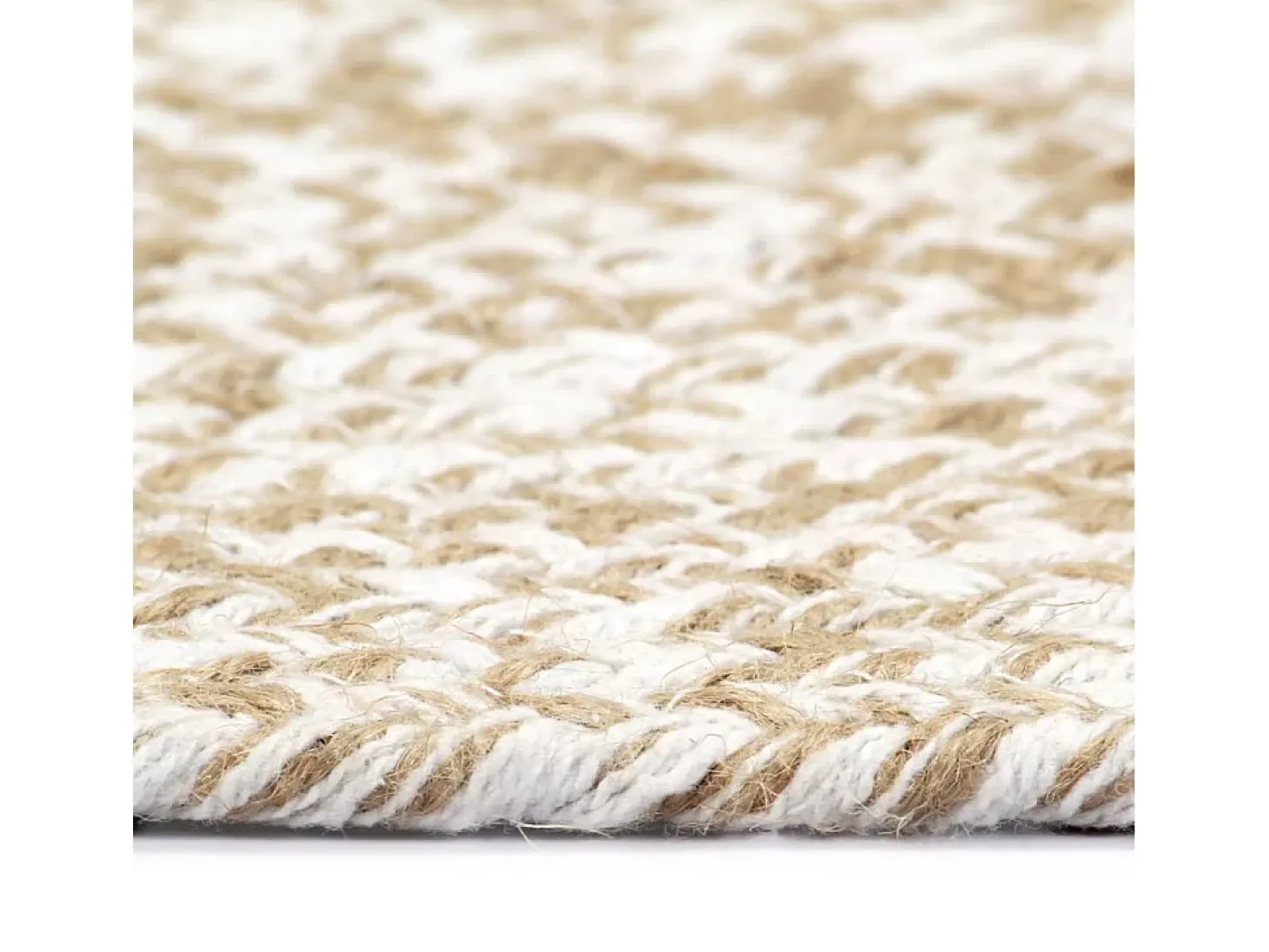 Alfombra de yute hecha a mano blanca y natural 150 cm