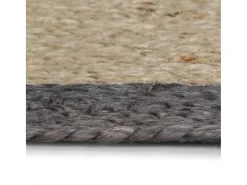 Alfombra de yute hecha a mano con borde gris oscuro 150 cm