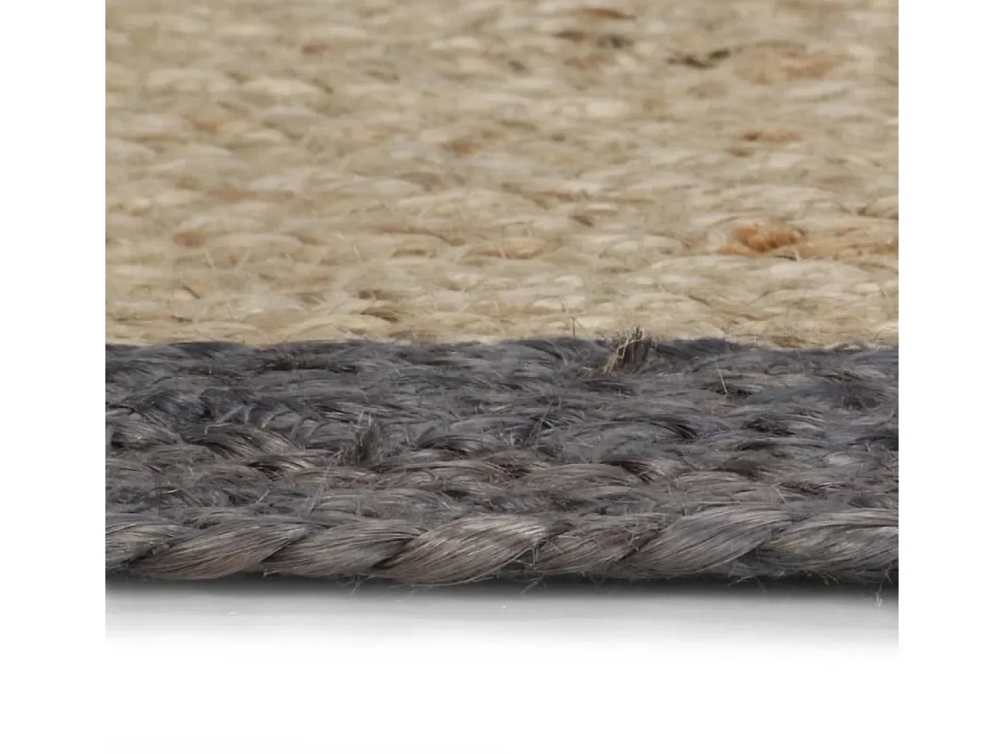 Alfombra de yute hecha a mano con borde gris oscuro 150 cm