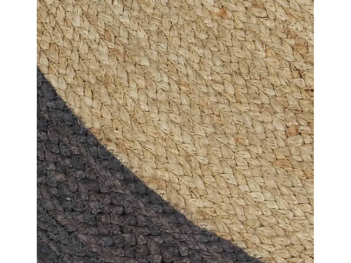 Alfombra de yute hecha a mano con borde gris oscuro 150 cm