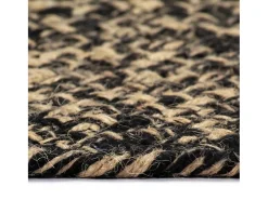 Alfombra de yute hecha a mano negra y natural 120 cm