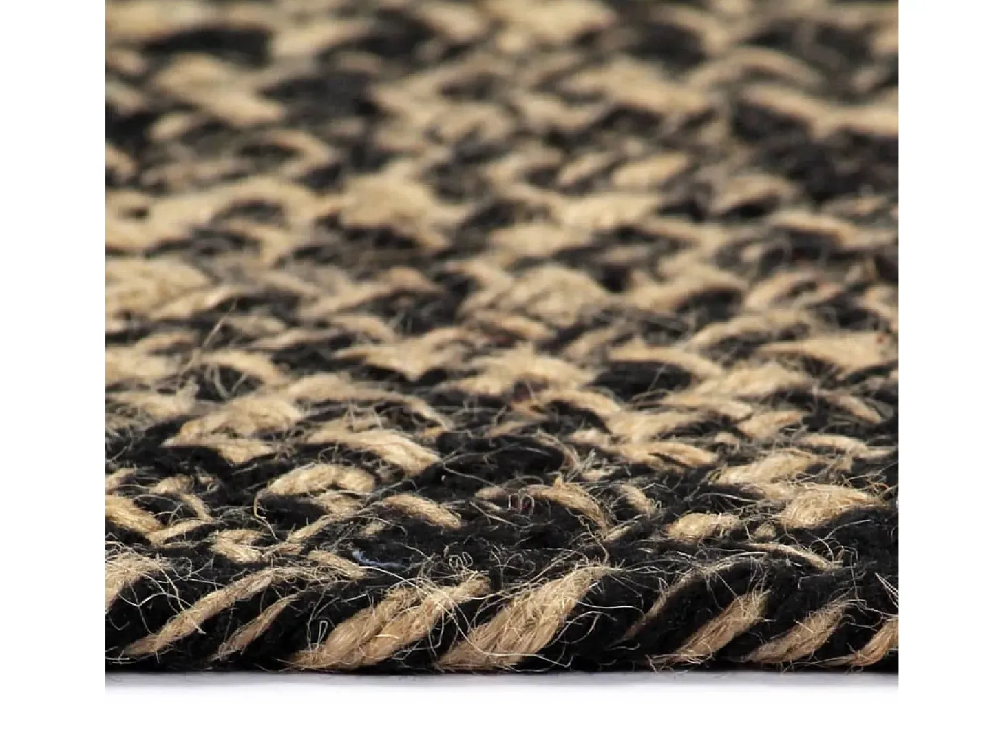 Alfombra de yute hecha a mano negra y natural 120 cm