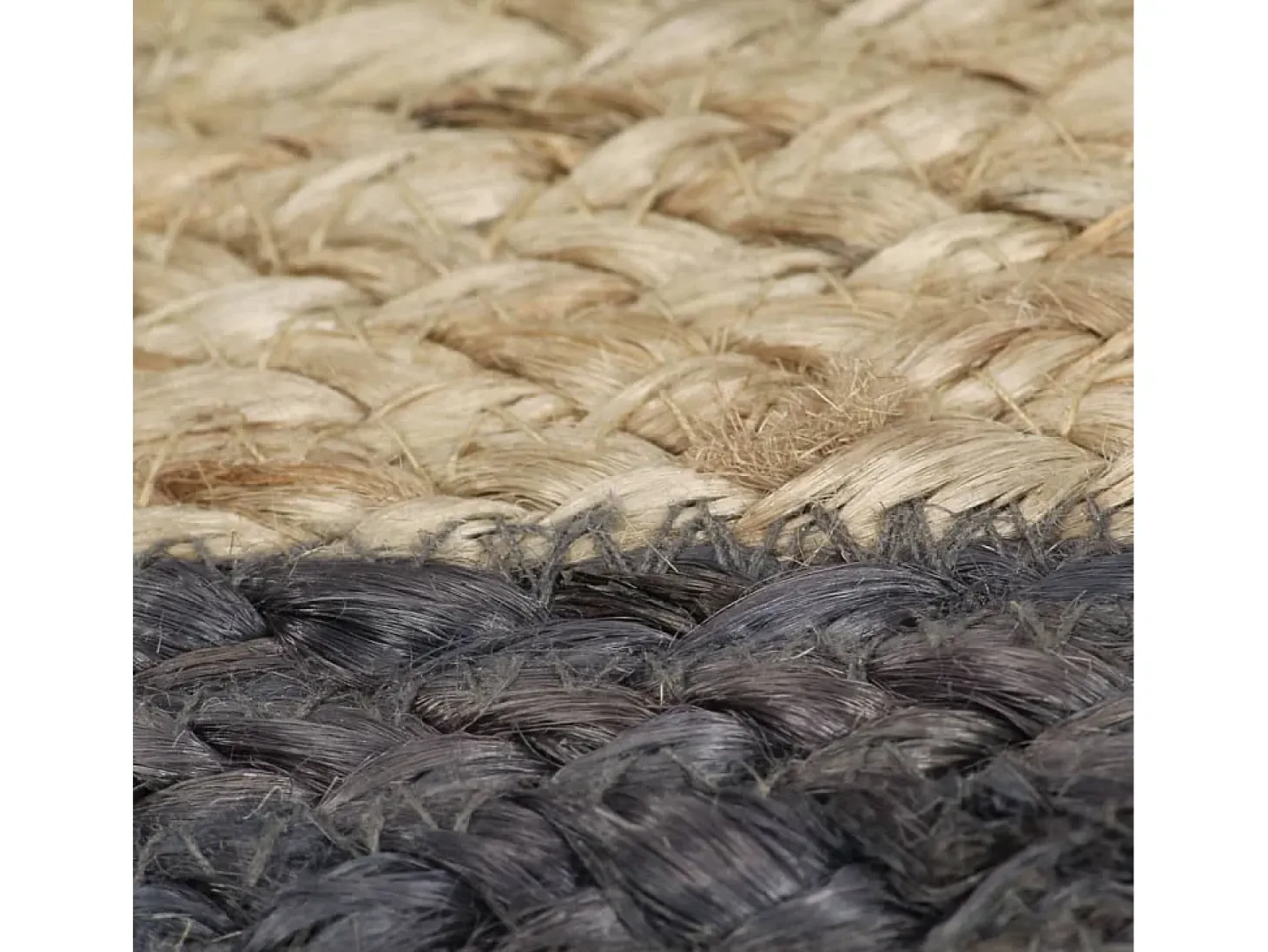 Alfombra de yute hecha a mano con borde gris oscuro 90 cm