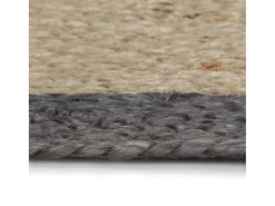 Alfombra de yute hecha a mano con borde gris oscuro 90 cm