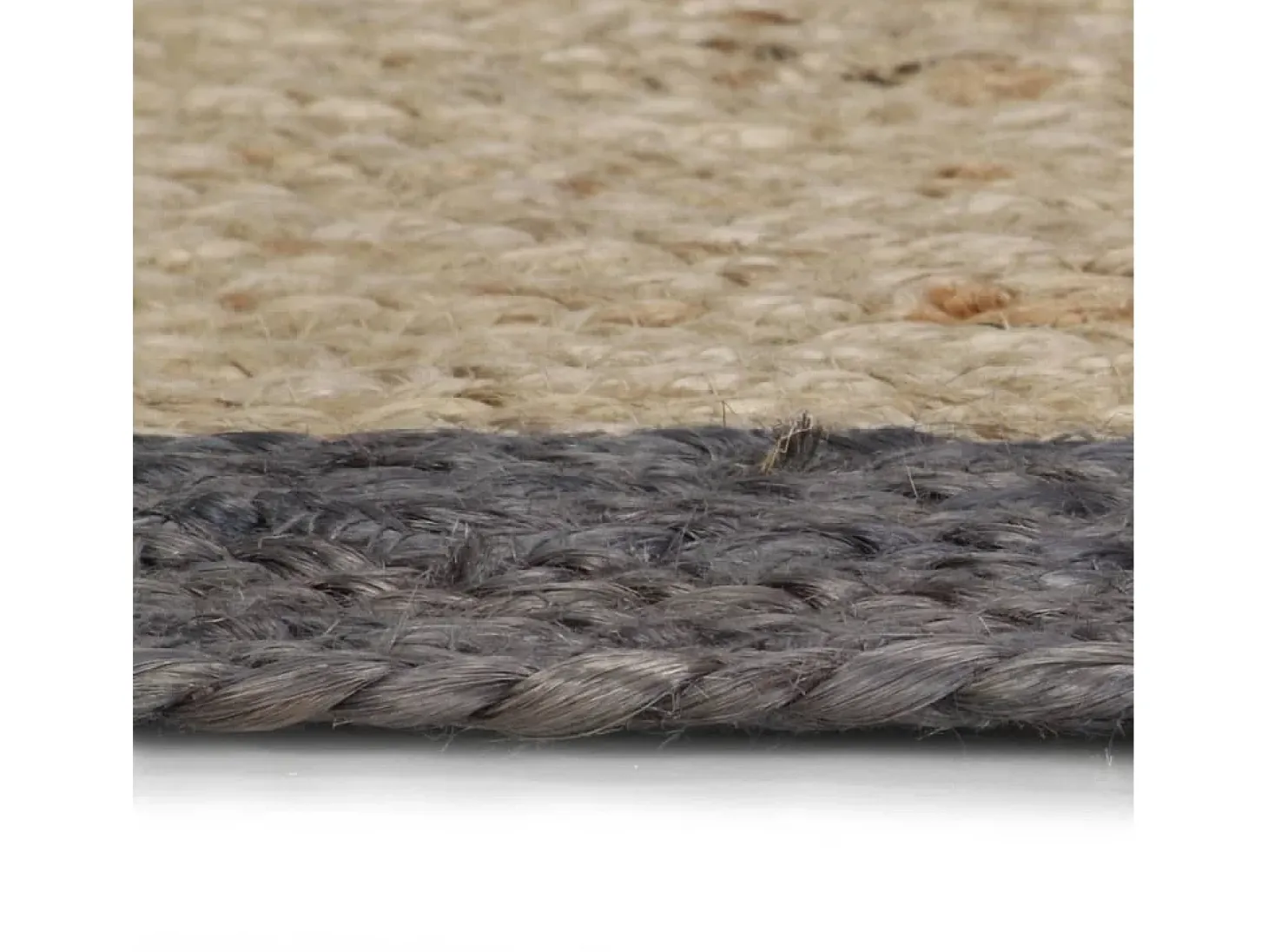 Alfombra de yute hecha a mano con borde gris oscuro 90 cm