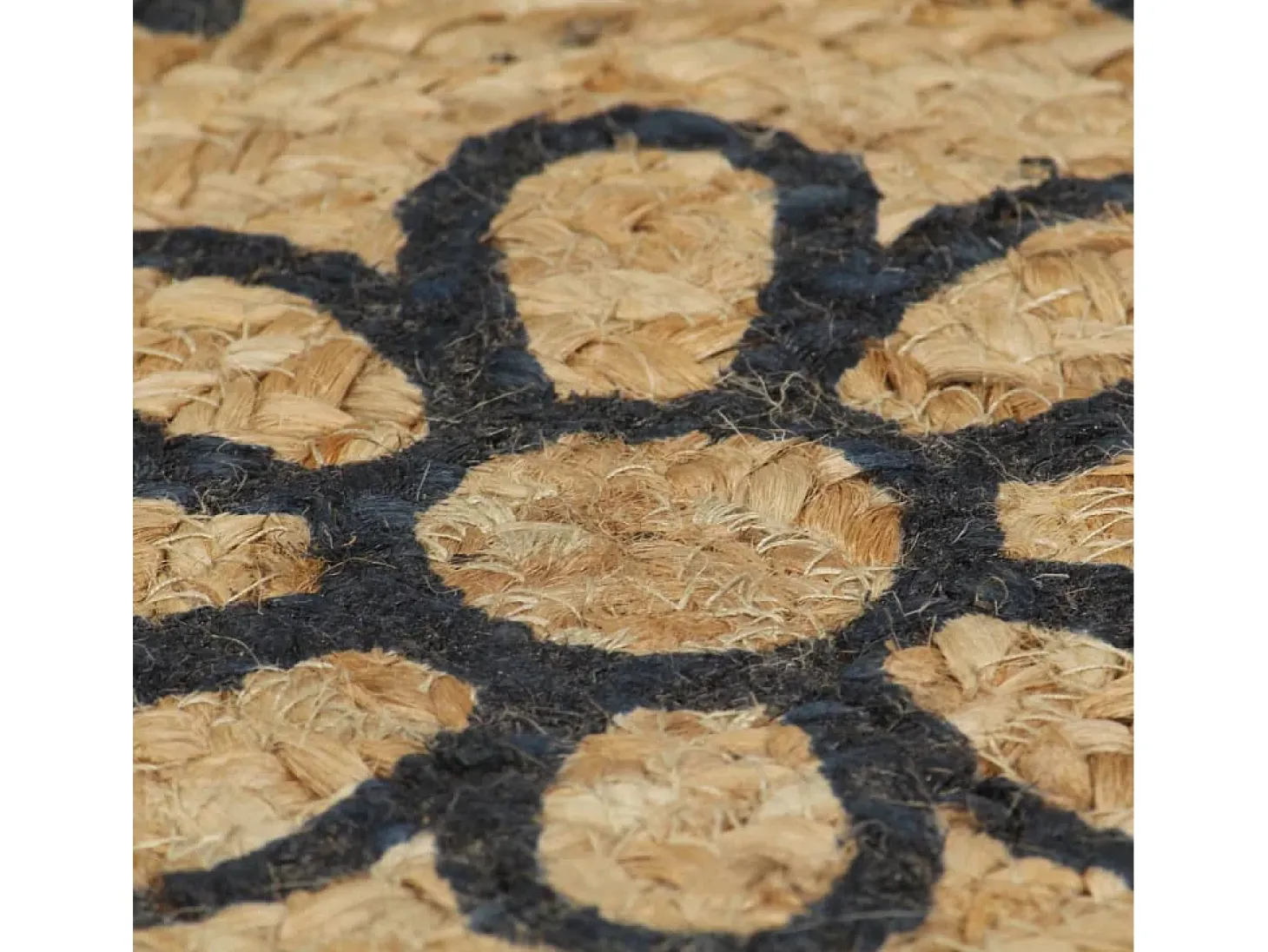 Alfombra de yute hecha a mano con estampado azul oscuro 150 cm