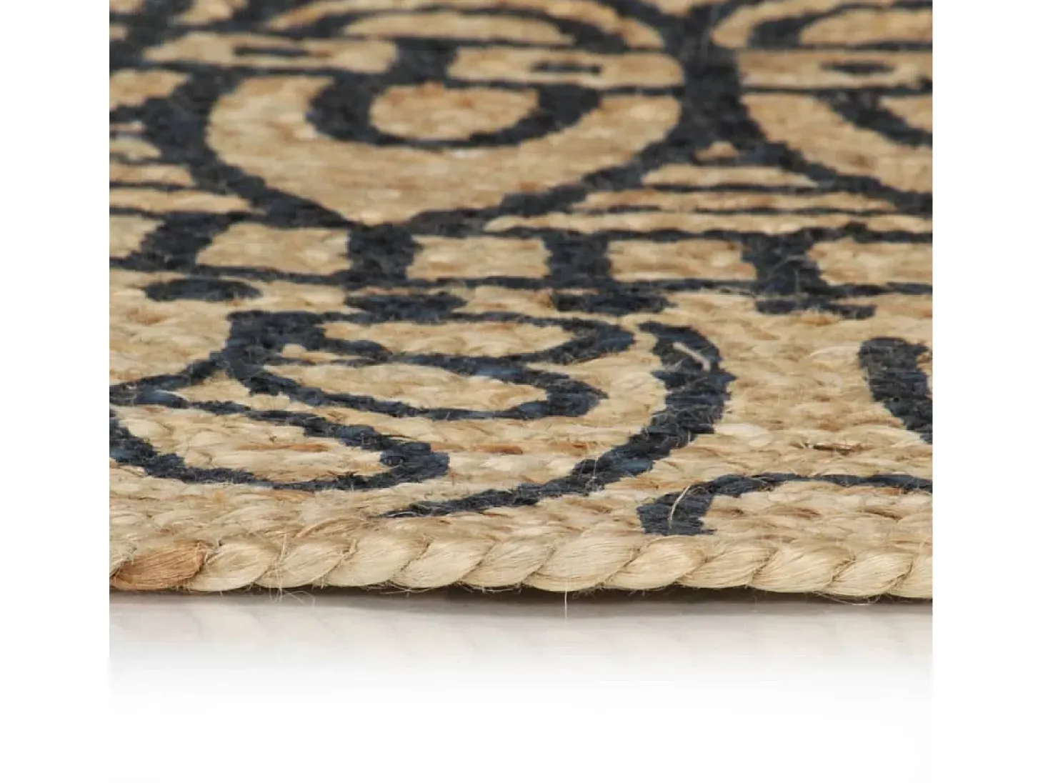 Alfombra de yute hecha a mano con estampado azul oscuro 150 cm
