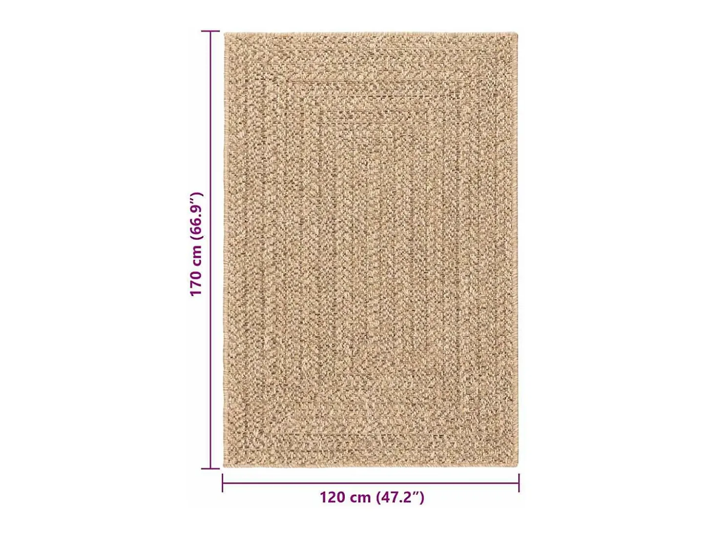 Alfombra efecto yute de 120x170 cm, para interior y exterior