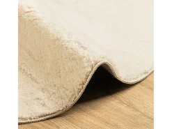 Alfombra HUARTE de pelo corto suave y lavable color crema Ø 120 cm