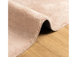 Alfombra HUARTE de pelo corto suave lavable rojo claro 80x250 cm