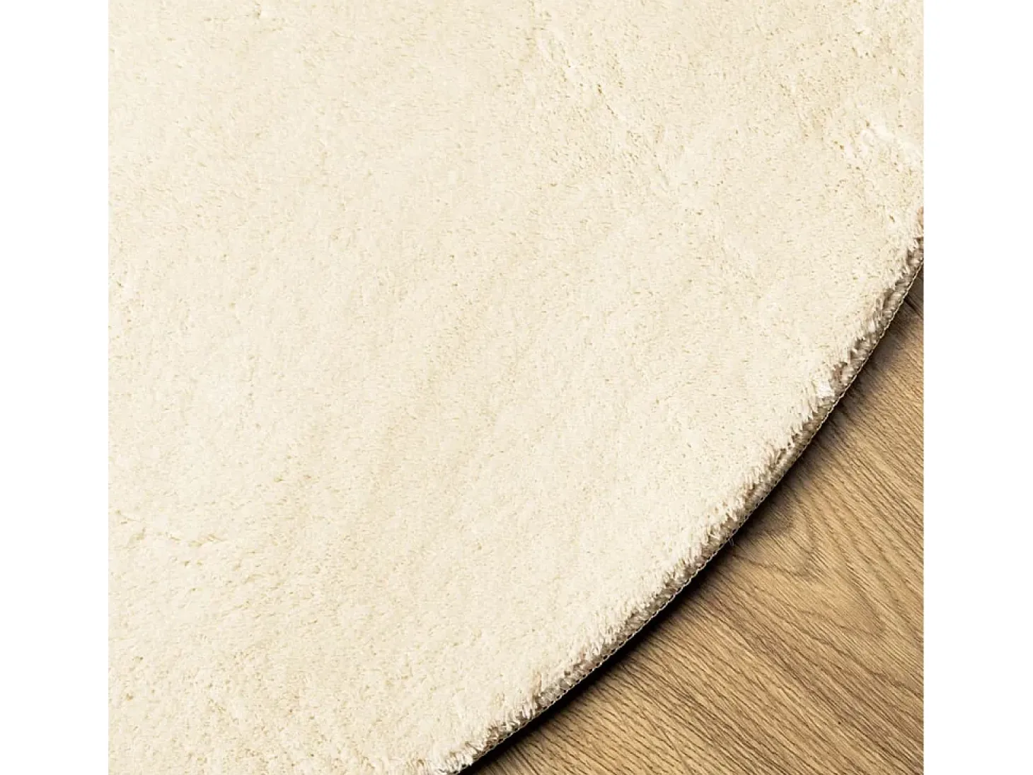 Alfombra HUARTE de pelo corto suave y lavable en color crema, Ø 160 cm