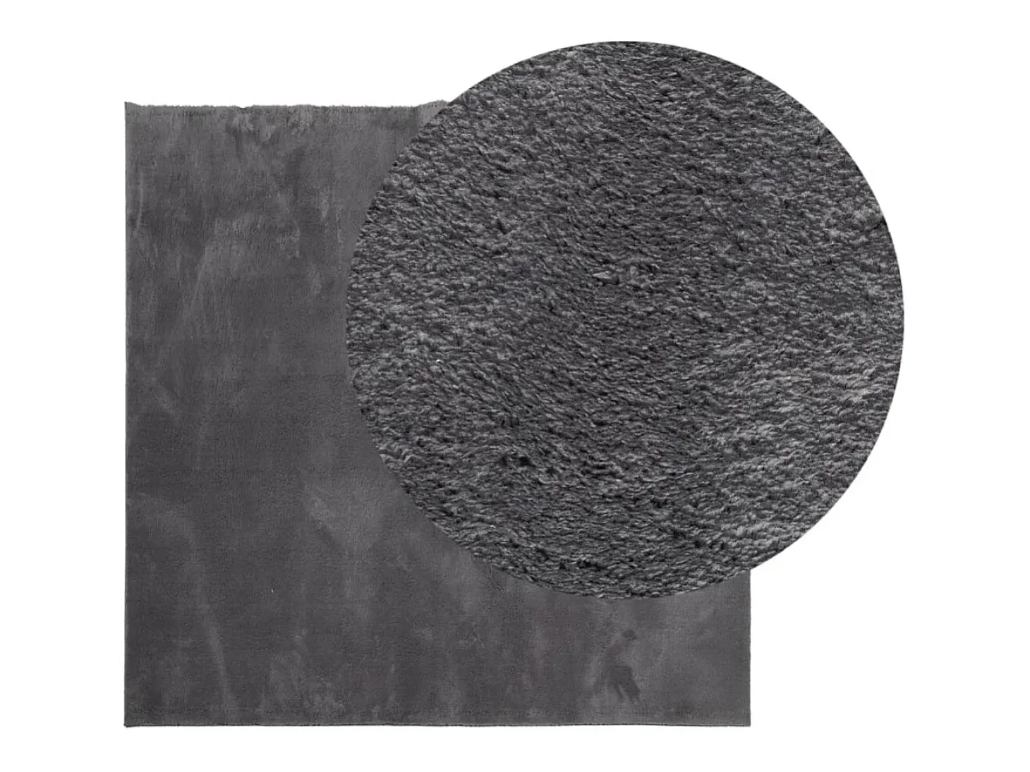 Alfombra lavable de pelo corto suave HUARTE antracita 120x120 cm