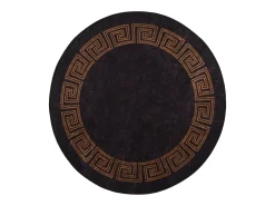 Alfombra lavable negra y dorada Ø 200 cm antideslizante