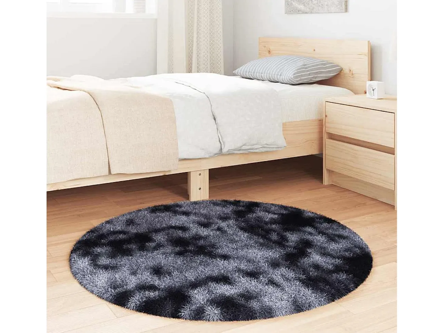 Alfombra NAVARRA Shaggy Gris Oscuro 100x100 cm