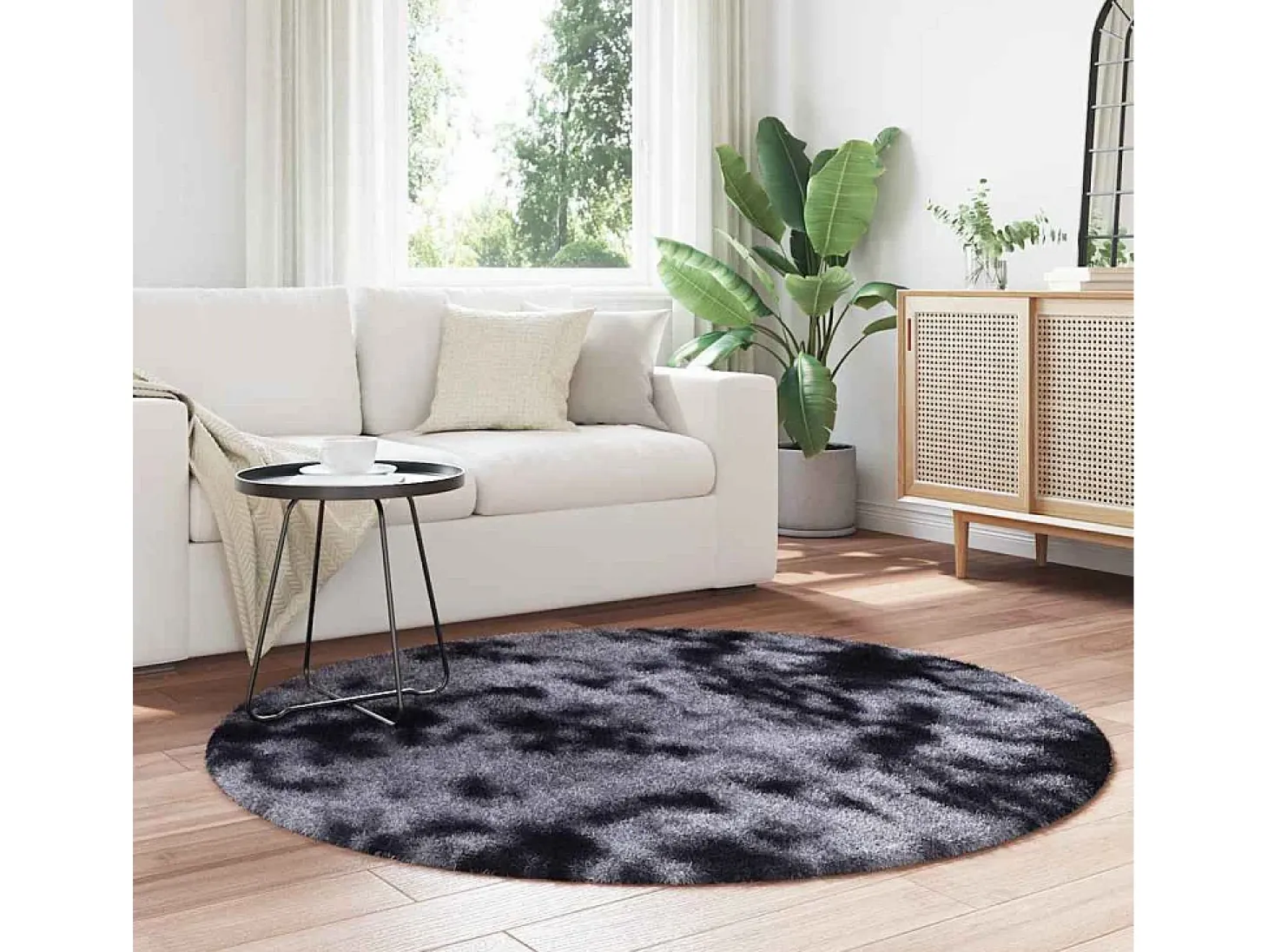 Alfombra peluda NAVARRA gris oscuro 160x160 cm
