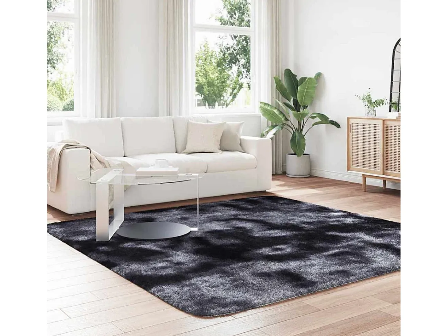 Alfombra peluda NAVARRA gris oscuro 240x240 cm