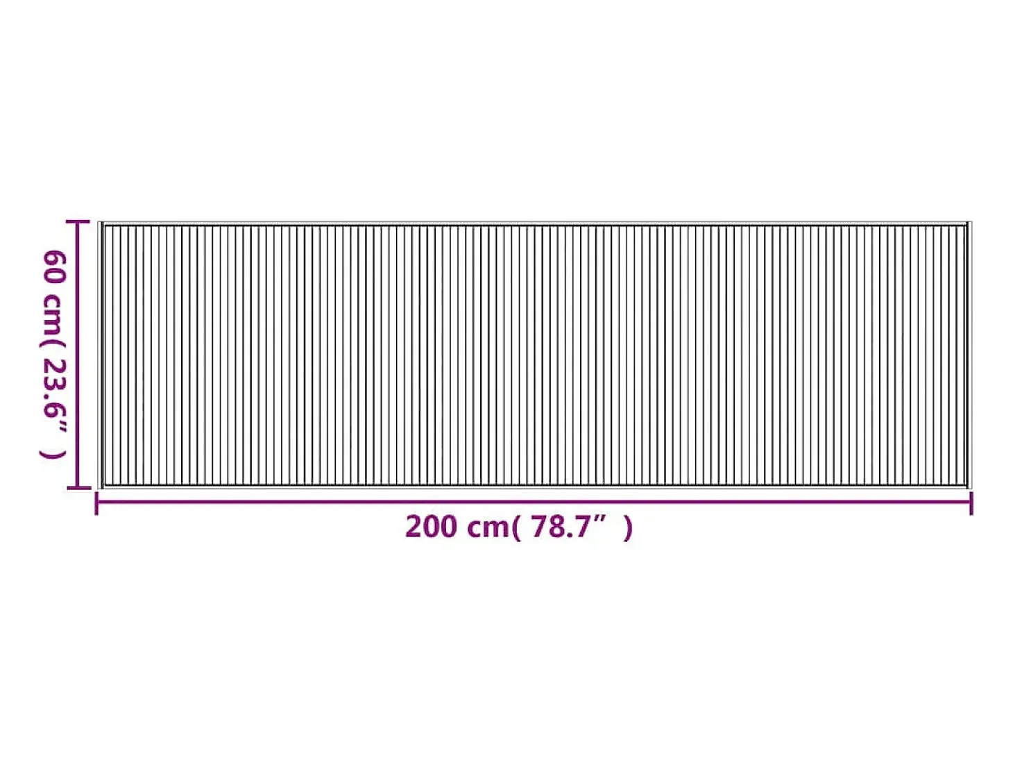 Alfombra rectangular marrón 60x200 cm bambú