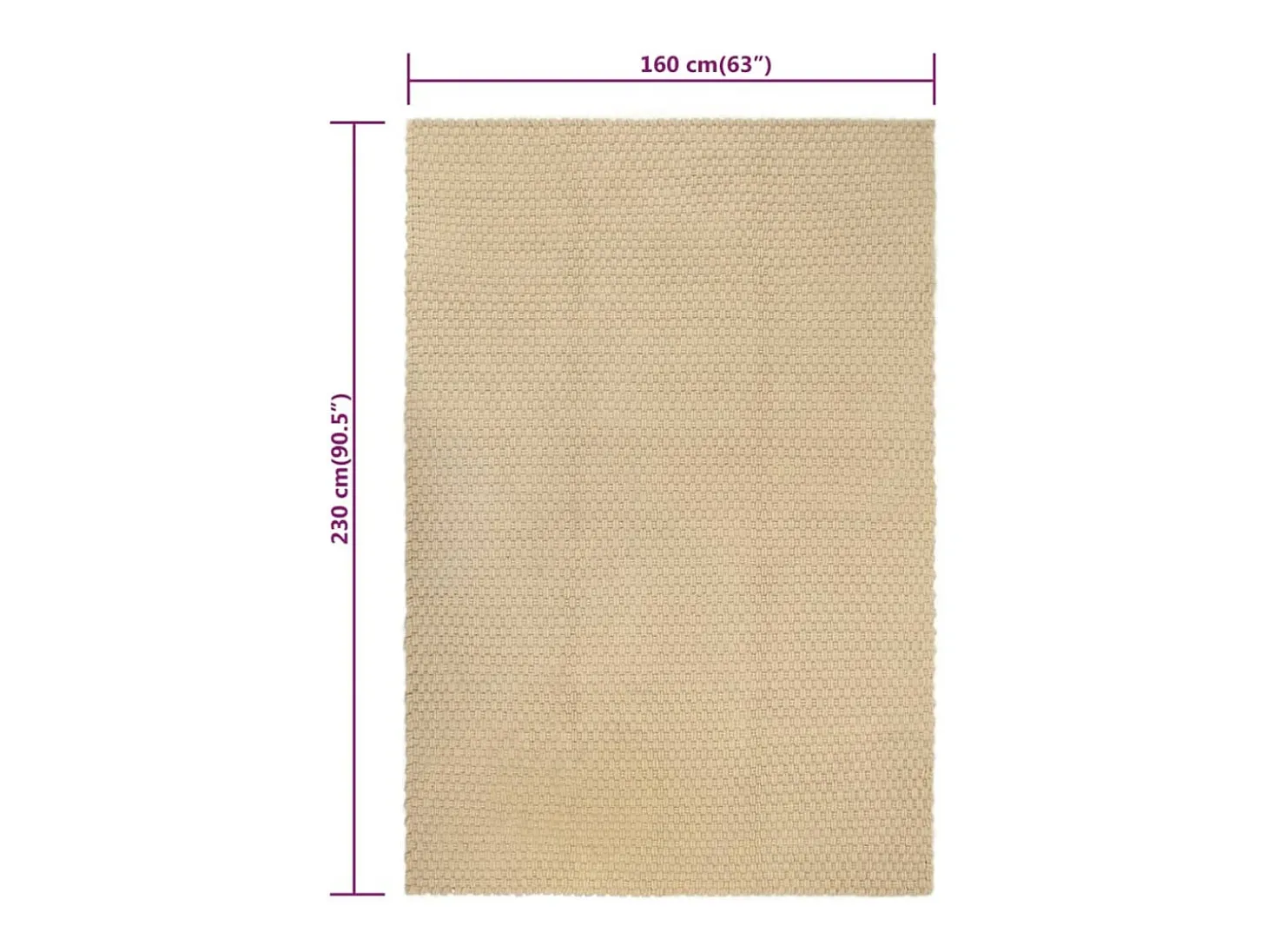 Alfombra Rectangular Natural 160x230 cm Algodón