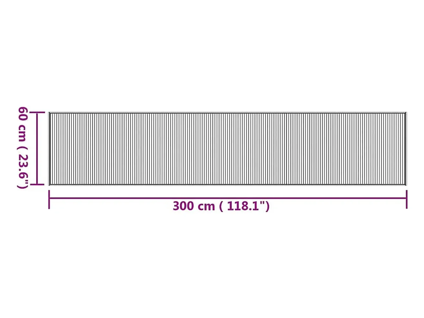 Alfombra rectangular natural de bambú 60x300 cm