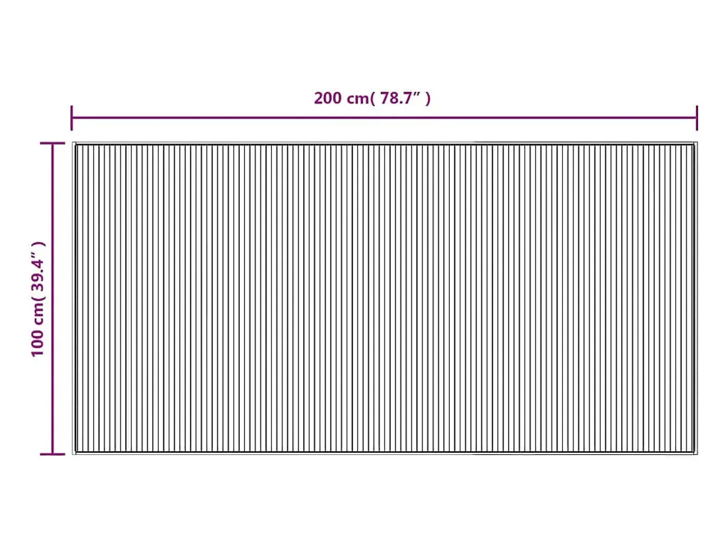 Alfombra rectangular negra 100x200 cm bambú