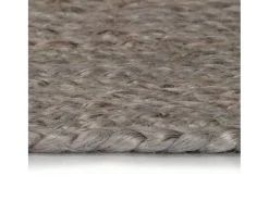 Alfombra redonda de yute hecha a mano, 150 cm, color gris