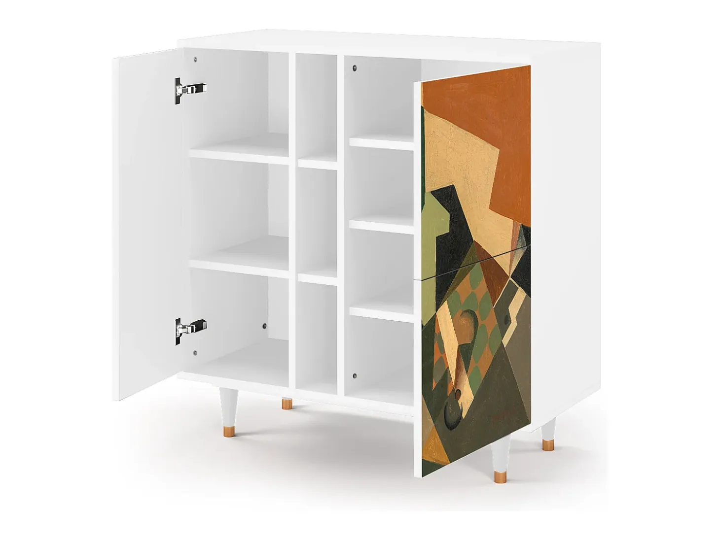 Aparador - 94х96х41 cm - BS5 - Glass and Checkerboard, Blanco