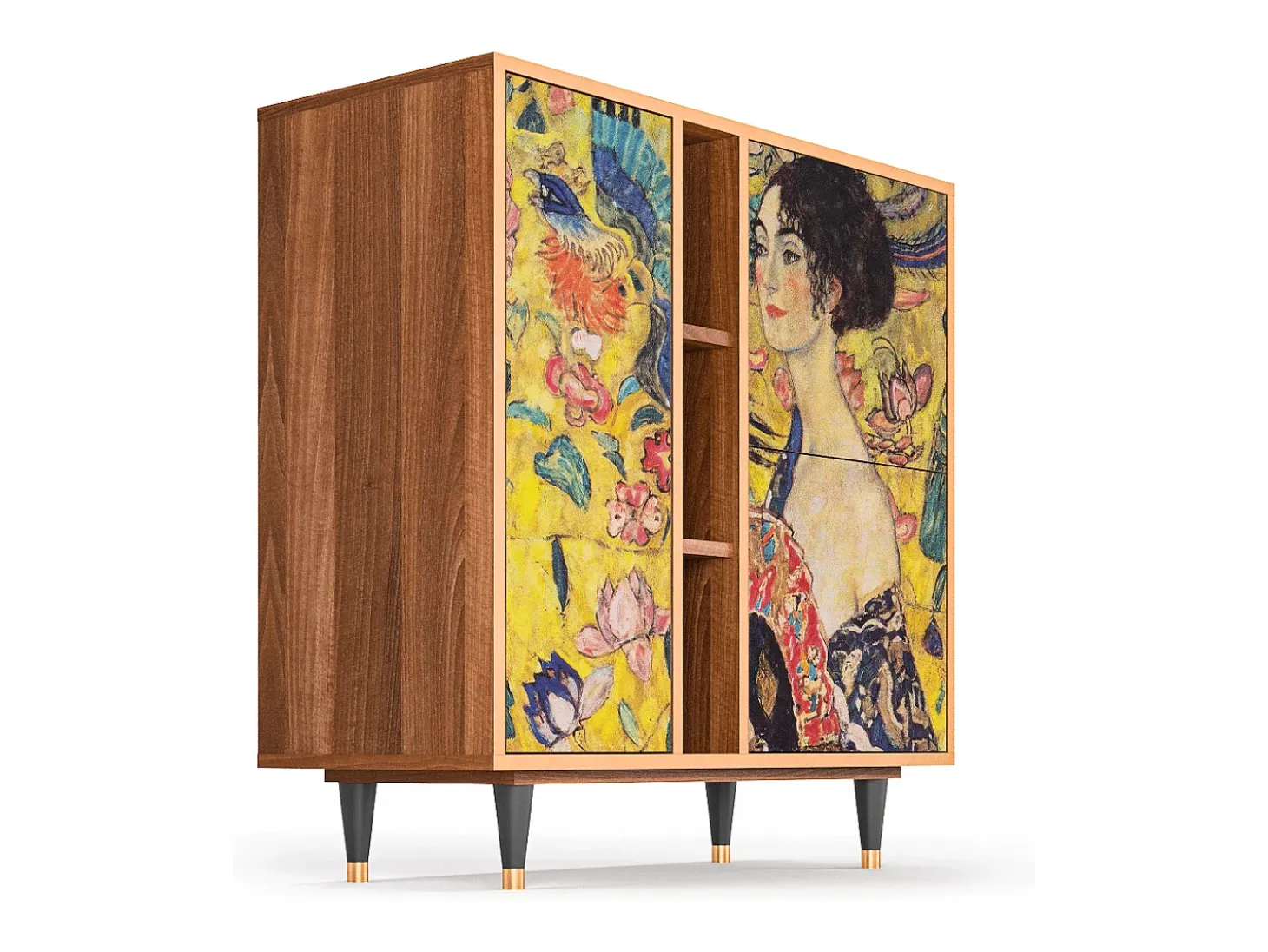 Aparador - 94х96х41 cm - BS5 - Lady with Fan by Klimt, Nogal