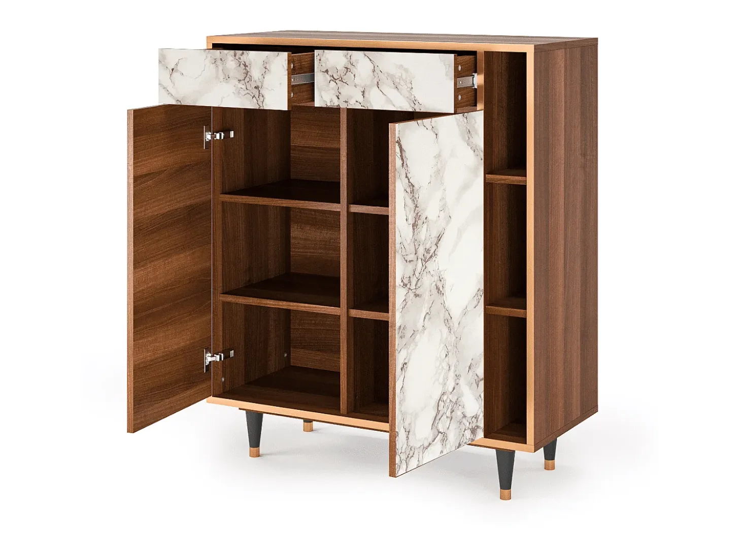 Aparador - 96х110х41 cm - BS6 - Milk Marble, Nogal