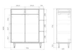 Aparador - 96х110х41 cm - BS6 - Ocean Drive, Gris