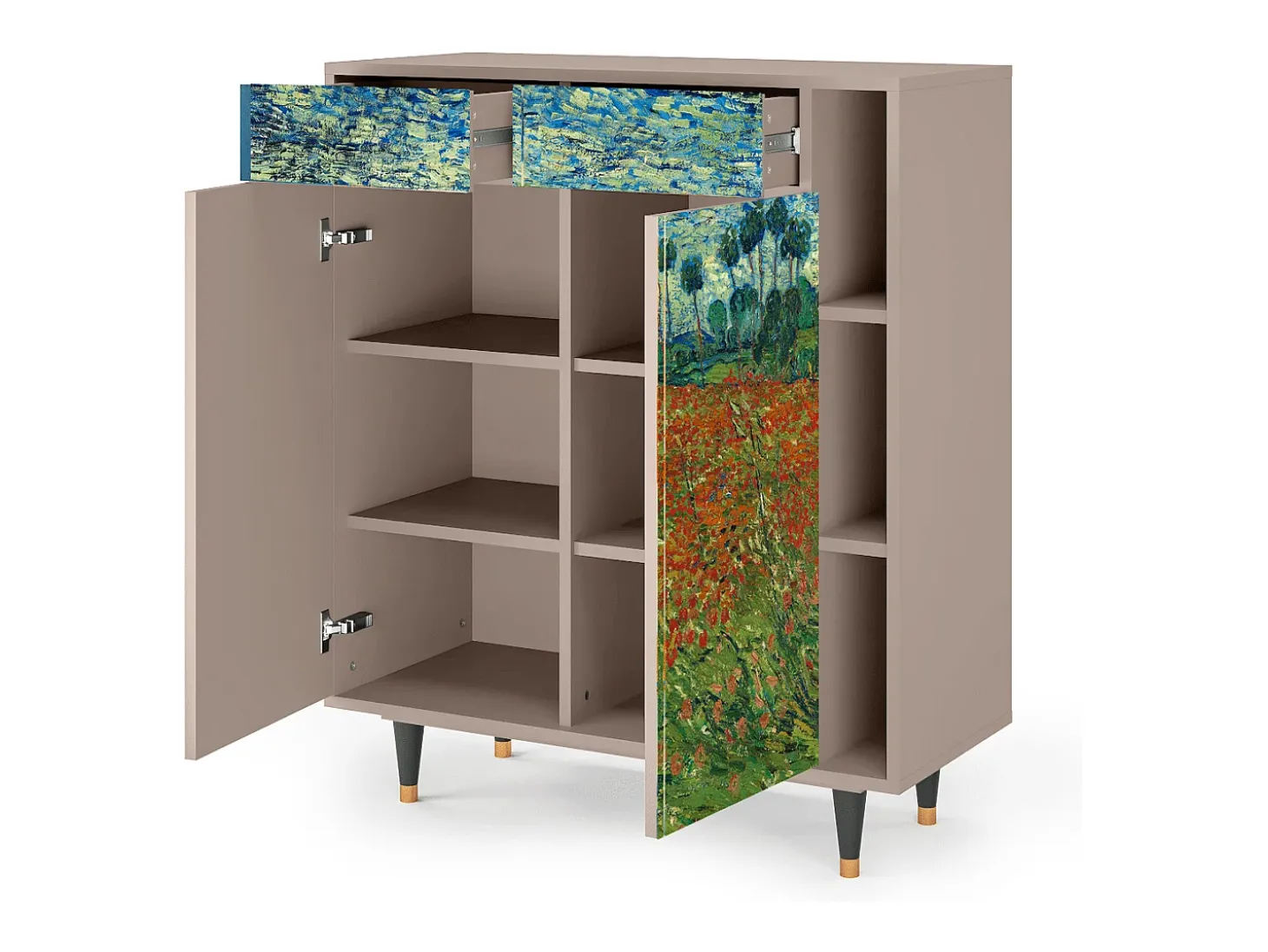 Aparador - 96х110х41 cm - BS6 - Poppy field by van Gogh, Latte