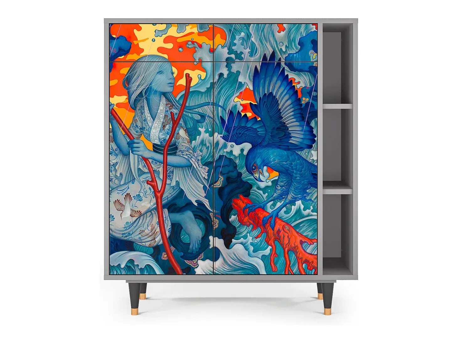 Aparador - 96х110х41 cm - BS6 - The Girl - James Jean, Gris